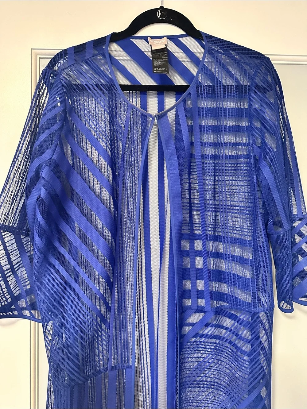 Chico's Royal Blue Sheer Striped Swim Coverup
